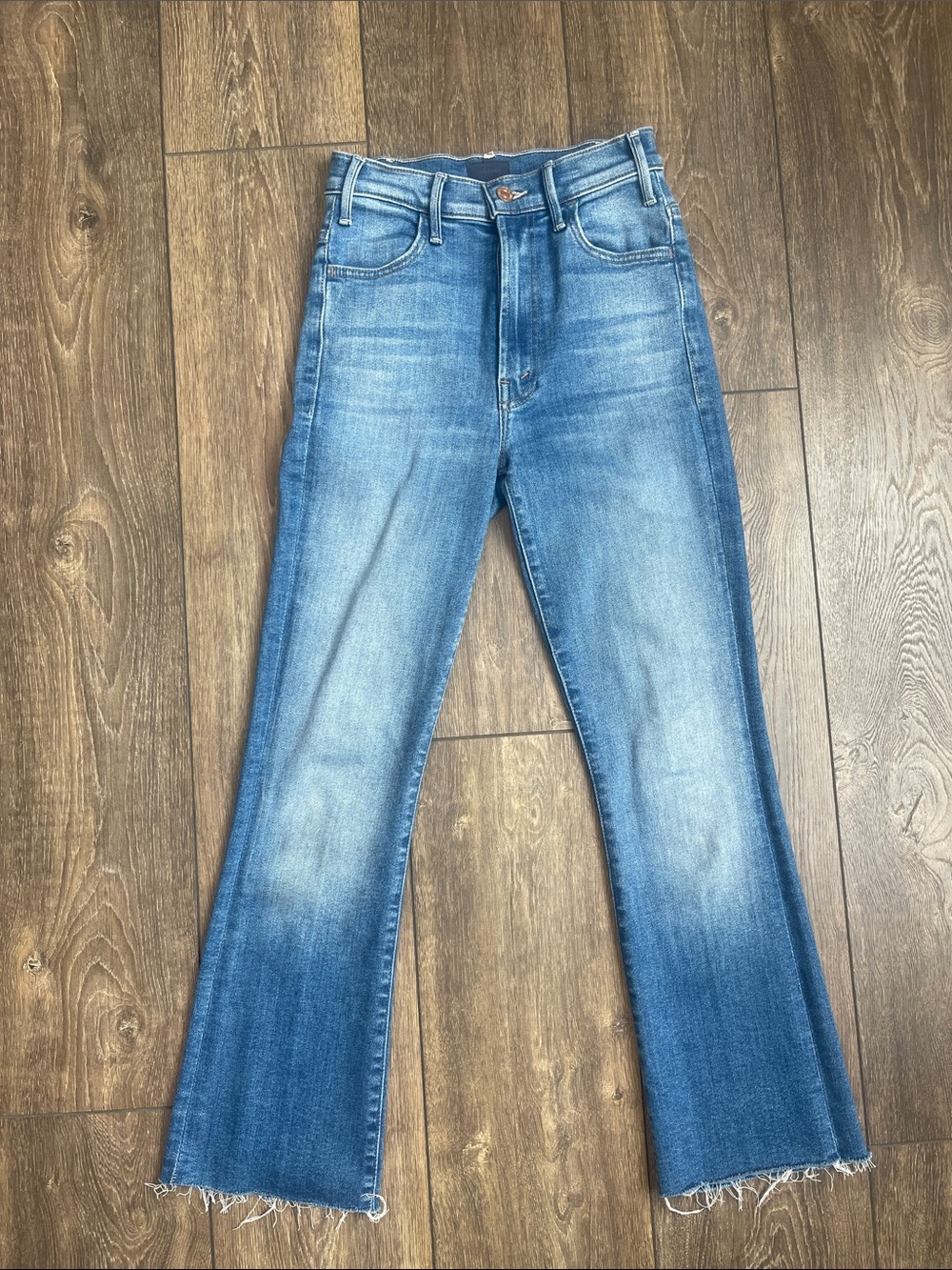 MOTHER Light to Mid Blue Flare Jeans